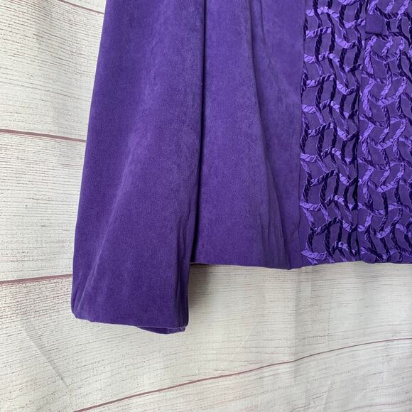 Koret Vintage Purple Blazer Jacket Stretch Embroidered Front Square Button Sz 18 - Picture 15 of 16